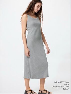 Uniqlo Gray Sleeveless Midi Dress